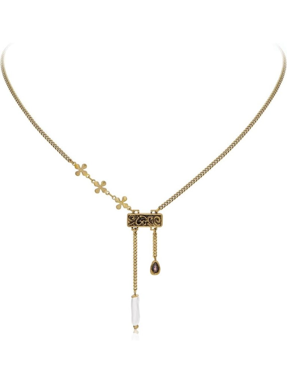 Turquoise Heart Pendant Necklace, Gold Plated Western Style Jewelry, Boho Chic